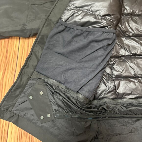 Men's Goose Down Arcteryx Logo Waterproof Warm Hooded Ski Down Jacket Size L - Picture 4 of 10
